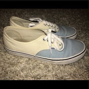 Cream and blue vans